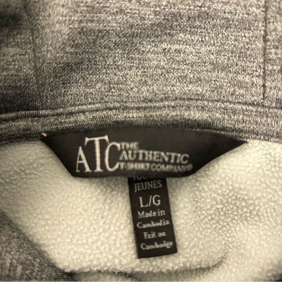 Authentic T-Shirt Company, grey/black sweatshirt with hood size Junior L - Picture 4 of 5